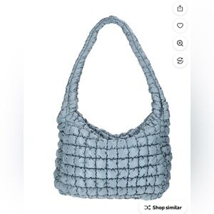 No Boundaries Light Blue Quilted oversized Shoulder Hobo Bag